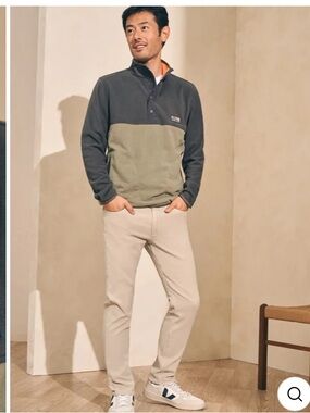 Faherty Men’s Low Pile Fleece Popover Faded Black/Light Pine sold out Size XL